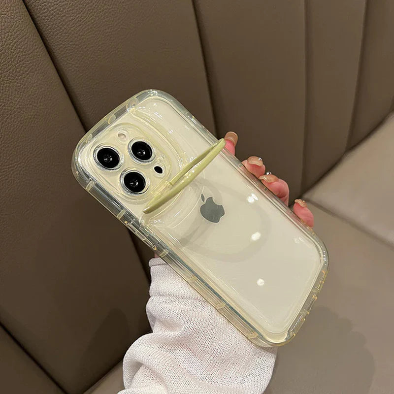 Invisible Folding Holder Camera Lens Ring Stand Transparent Phone Case for Iphone 13 12 11 12Pro 13Pro Max Soft Candy Back Cover